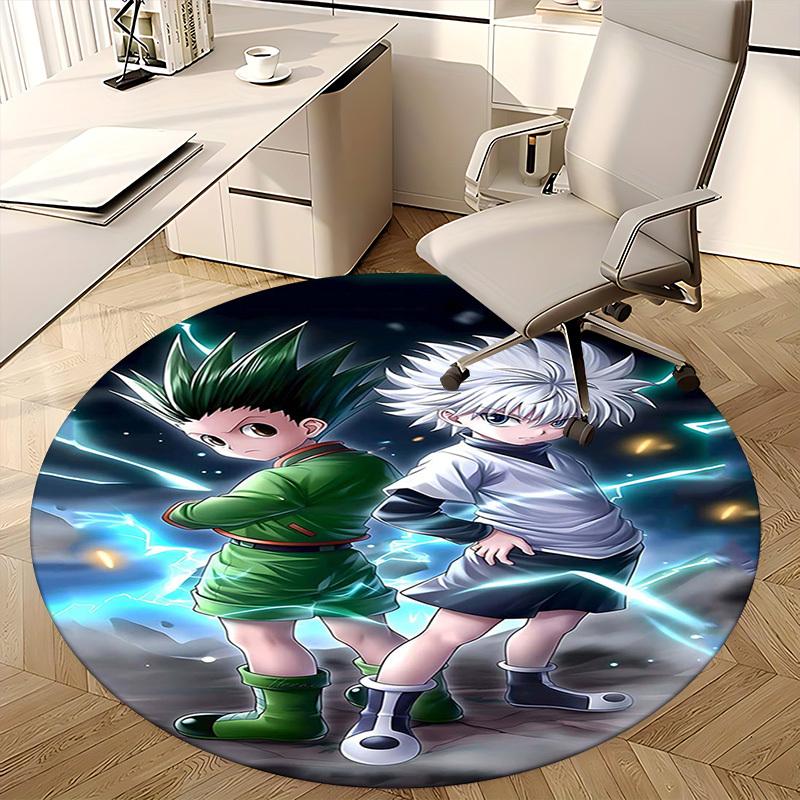 1 шт. Ковер круглый Hunter x Hunter Killua & Gon - Коврик для стула с дизайном из аниме-мультфильма, нескользящий ковер для офиса, домашнего декора, гостиной