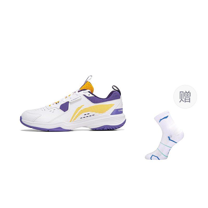 Li Ning Ace V Коллекция Амортизация Скольжение Устойчивость к истиранию Низкие Бадминтонные Кроссовки Унисекс Белый Фиолетовый AYTT001-4