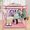 Mini Doll Wardrobe with 10 Hangers Doll Clothes Storage Closet for Display Dollhouse Accessories for 15/17cm Dolls