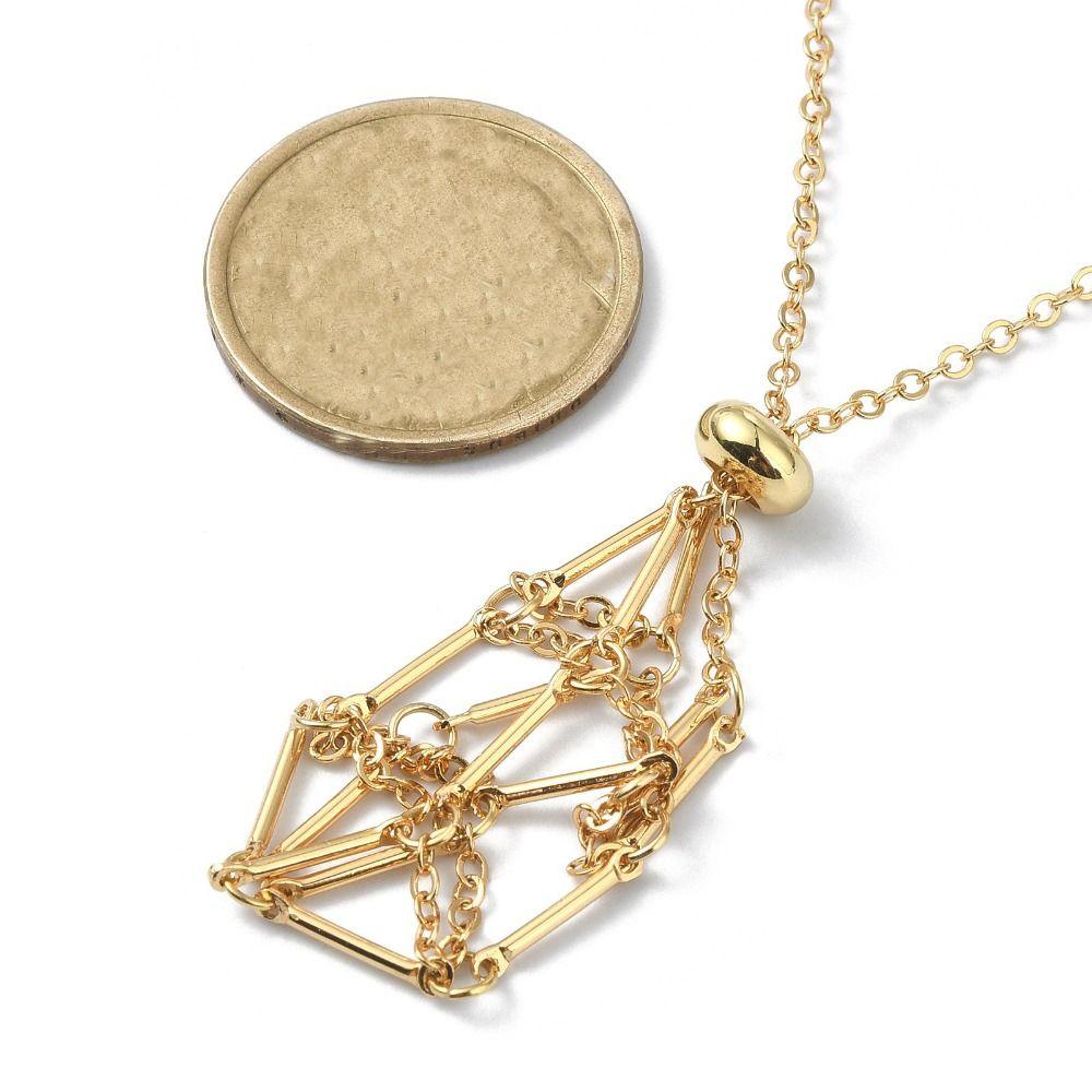 Медное кристаллическое сетчатое металлическое ожерелье серебряного цвета с каменным держателем, ожерелье для вечеринки