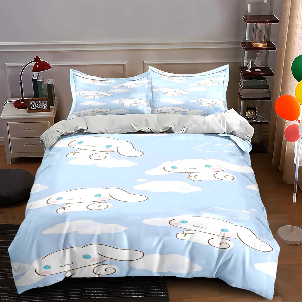 Clouds cartoon rabbits Bedding Duvet cover sets Duvet covers Pillowcases gifts (1 * Duvet Cover 2 * Pillowcases, without duvet insert)