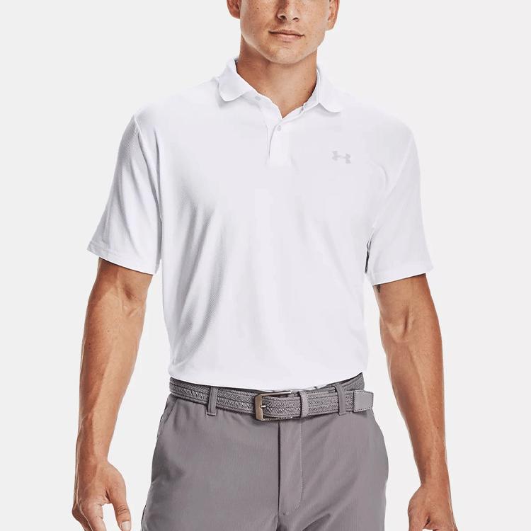 Under Armour Мужские рубашки-поло Белый воротник-поло Умеренный прямой крой 1351129-100