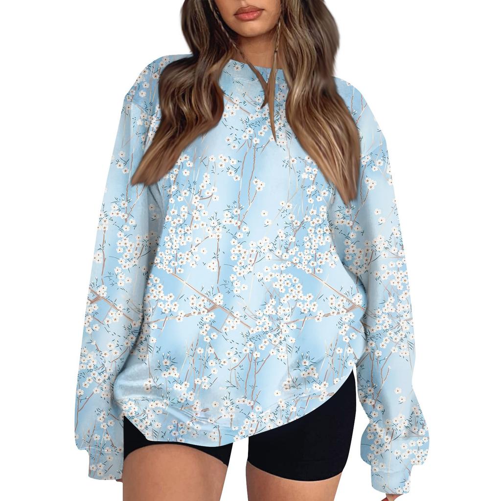 Женские топы Женский свитшот с длинным рукавом Повседневный с круглым вырезом Свободного кроя Пуловер Флисовые топы