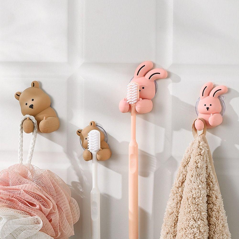 Wall-mounted Bunny Toothbrush Holder Cartoon Sundries Storage Rack  Bathroom