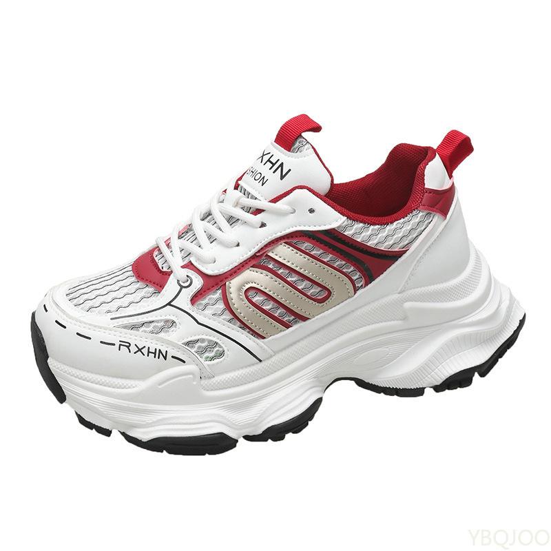 Fashionable versatile thick soled women's new spring summer thin mesh breathable height increasing casual sports shoes