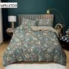 Floral Duvet Cover Queen,Green Botanical Duvet Cover Set,Garden Flower Leaves Branch Duvet Cover Soft Breathable Comforter Cover
