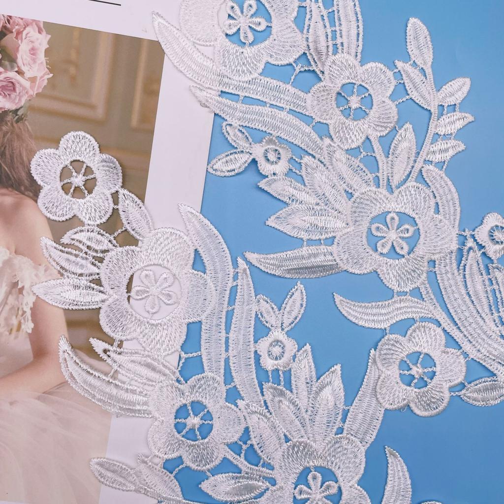 Pair Flower Children'S Clothing Water-Soluble Lace Floral Dance Dress Wedding Dress Wedding Shoes Clothing Accessories Hollow Embroidery Applique