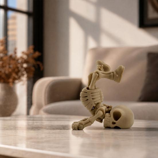 3D Printed Inverted Skeleton Figurine, Halloween Upside-Down Skeleton Statue, Spooky Skeleton Decoration for Home, Office, Holiday Party
