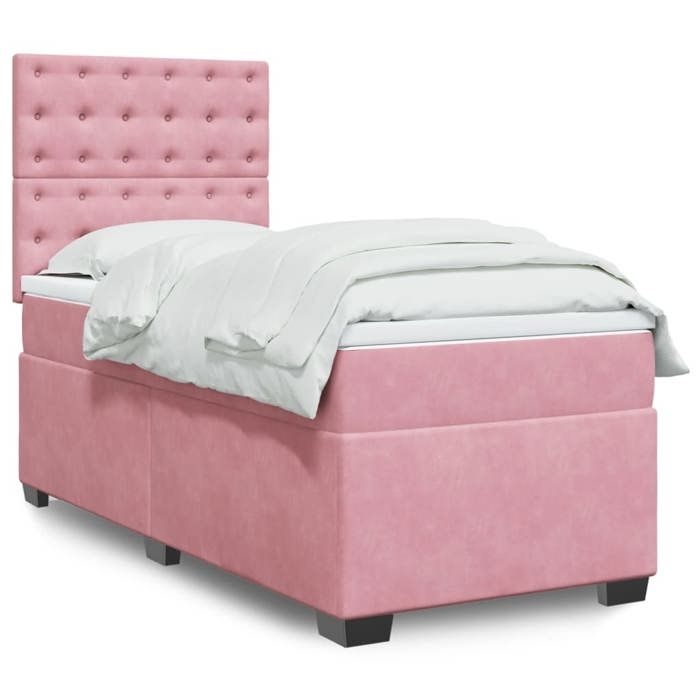 Maison Exclusive - Sommier à lattes de lit avec matelas Rose 90x200 cm Velours