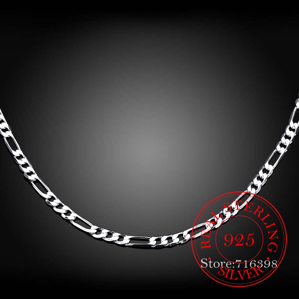 4mm Figaro Chains Wholesale Personality Fashion Unisex Party Wedding Gift 925 Sterling Silver Chain Necklace For Women Men
