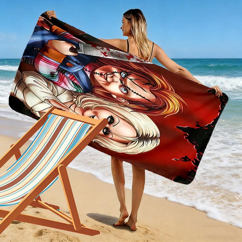 Chucky Print Beach Towel, Large Soft Quick Dry Towel for Beach Camping Swimming