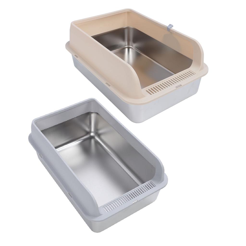 Кошачий туалет из нержавеющей стали, прочный, легко моется, не разбрызгивается, с высокими бортами, металлический лоток для кошачьего туалета