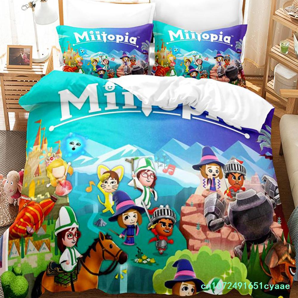 Игровой Постельный Комплект Miitopia Односпальный Полуторный Полный Евро Кинг Сайз Комплект Постельного Белья Взрослый Детская Спальня Комплекты Пододеяльников Parure De Lit Кровать