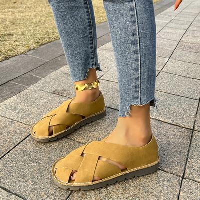 Женские сандалии 2025 Летняя обувь Женские плоские сандалии Мягкая ПУ кожа Sandalias De Mujer Летние сандалии Женская пляжная обувь