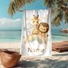 Custom Name Ultra-Soft Beach Towel with Animals Theme,Ideal for Pool - Camping, Diving - Perfect Travel Essential, Vibrant Beach Towel.
