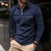 Long Sleeve Lapel Zip Chest Pocket Polos Shirts Streetwear Tops Men's Casual Spring Autumn Sports Polo Shirt