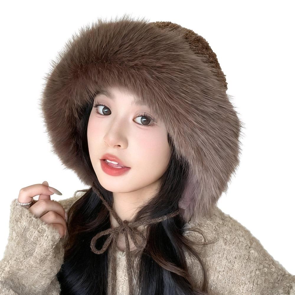 Versatile Winter Plush Hat Warm Ear Protection Hat Trendy Knit Hat for Women