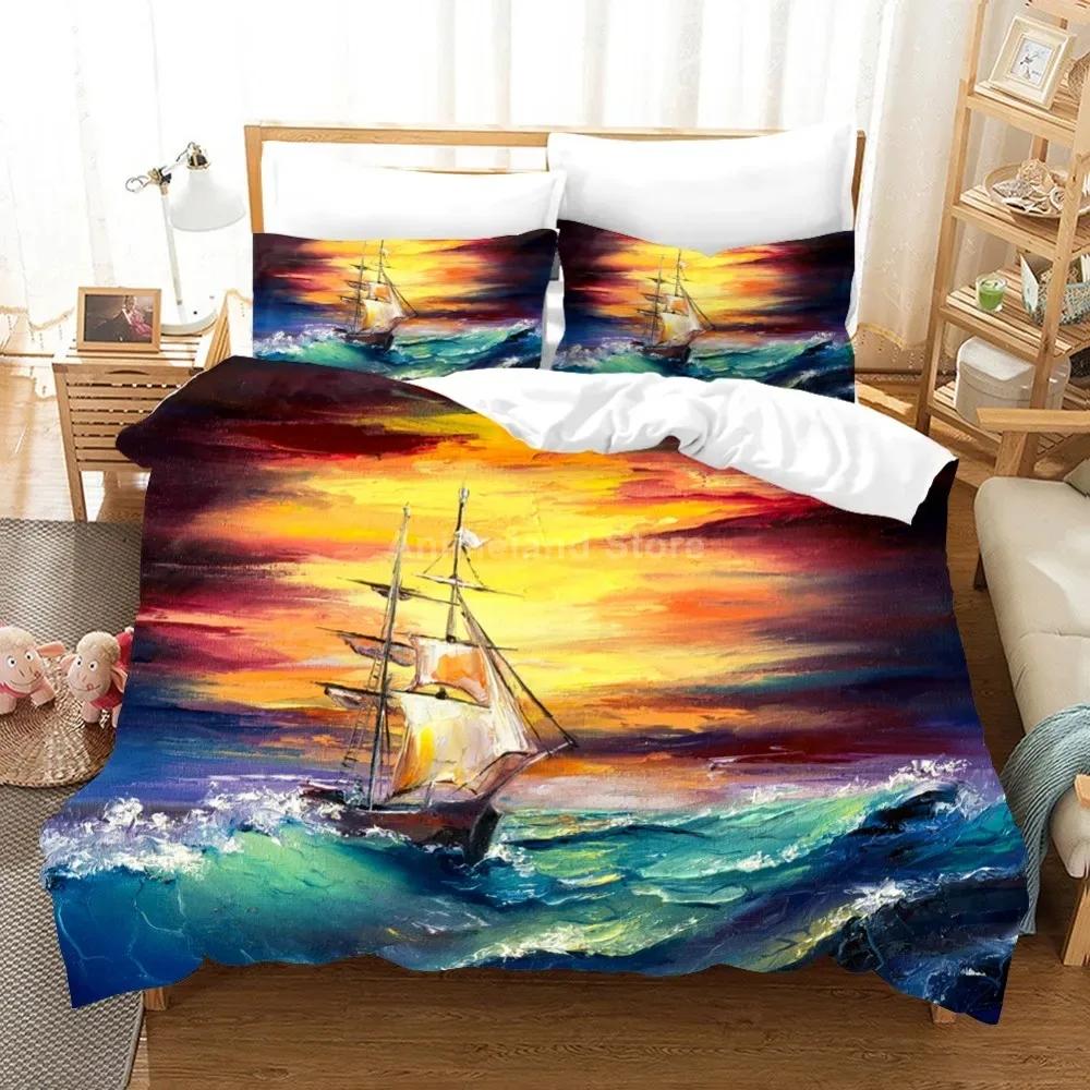 Oil Painting Van Gogh Star Sky Comfortable Duvet Quilt Cover Pillowcase Bedding Set Children Bedroom Decoration Home Textile
