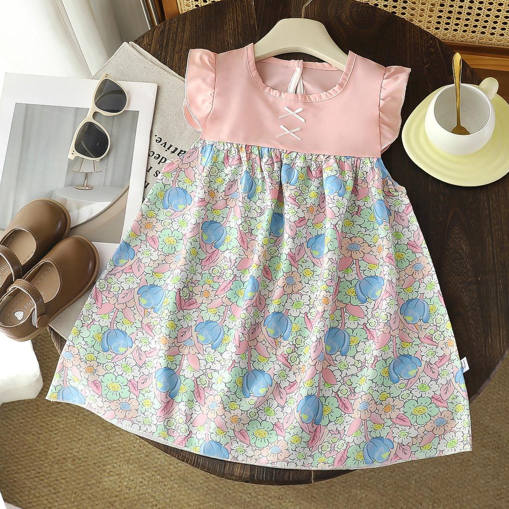 Children's Princess Colorful Flowers Dress - Summer Girls' Casual Dress