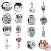 Classic Sparkling Wise Owl Graduation Dangle Charm Bead Fit Original  Bracelet Pendant DIY Jewelry S925 Silver Plated