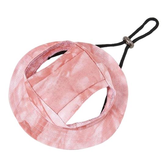 Tie-dye Dog Bucket Hats with Ear Holes Adjustable Round Brim Outdoor Sun Protection Cap for Small Medium Dogs And Cats
