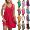 Women's Casual Sundress With Pockets Summer Boho Beach Dress,Holiday Hresses for WomenT-Shirts Dress U Neck Loose Tank Dresses