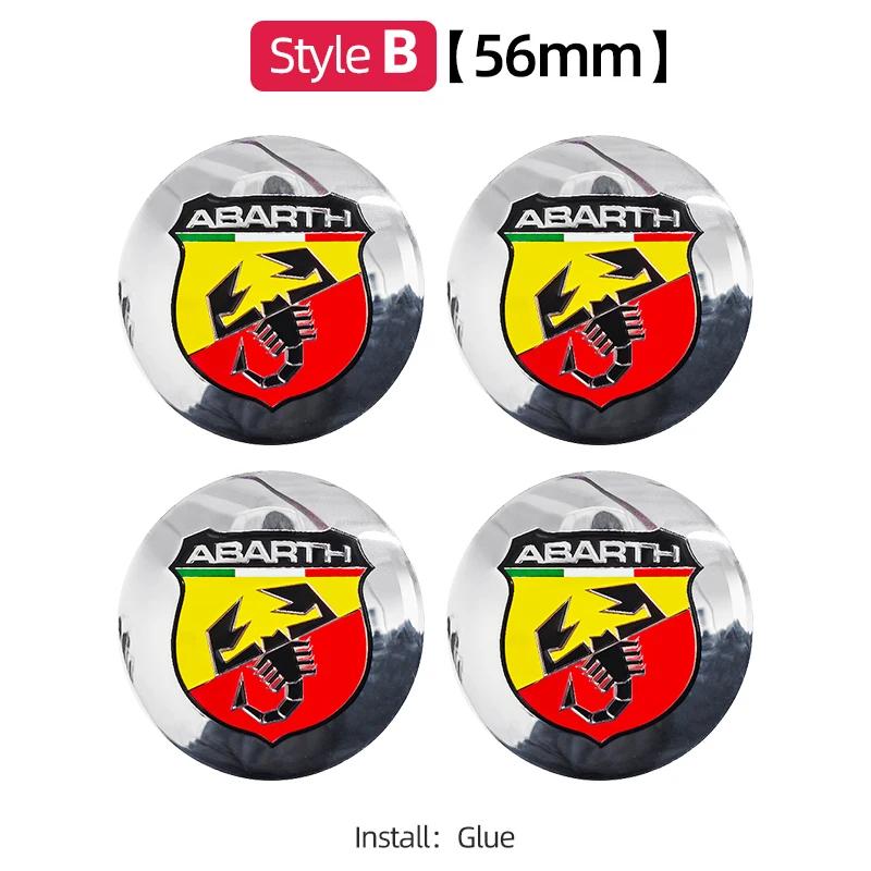ESA4   4pcs 3D 56mm Car Wheel Center Sticker Hub Cap Decal Emblem For Fiat Abarth 500 Ducato Panda Talento Linea Idea Spider Cronos