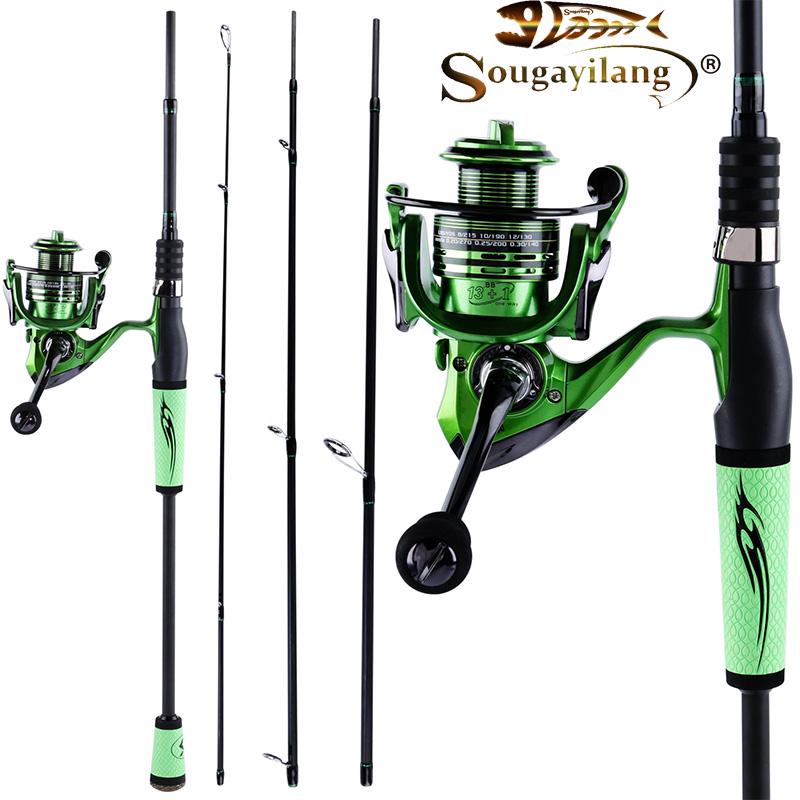 SOUGAYILANG Fishing Rod and Reel Carbon Fiber Fishing Pole Spinning Fishing Reel for Bass Fishing