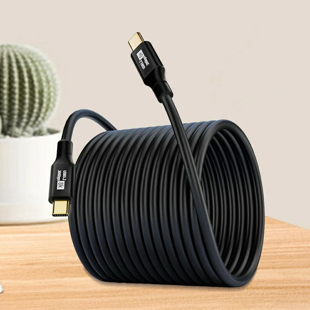 Кабель USB 3.2 Type-C PD 100 Вт для быстрой зарядки, 20 Гбит/с для передачи данных, 8K/60 Гц для проецирования экрана, 5 м