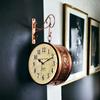 (6 ДЮЙМОВ - Двусторонние английские цифры) Винтажные часы Железные Ручной работы Двусторонние Аналоговые часы , Отделка Розовое Золото, Цветочный Дизайн