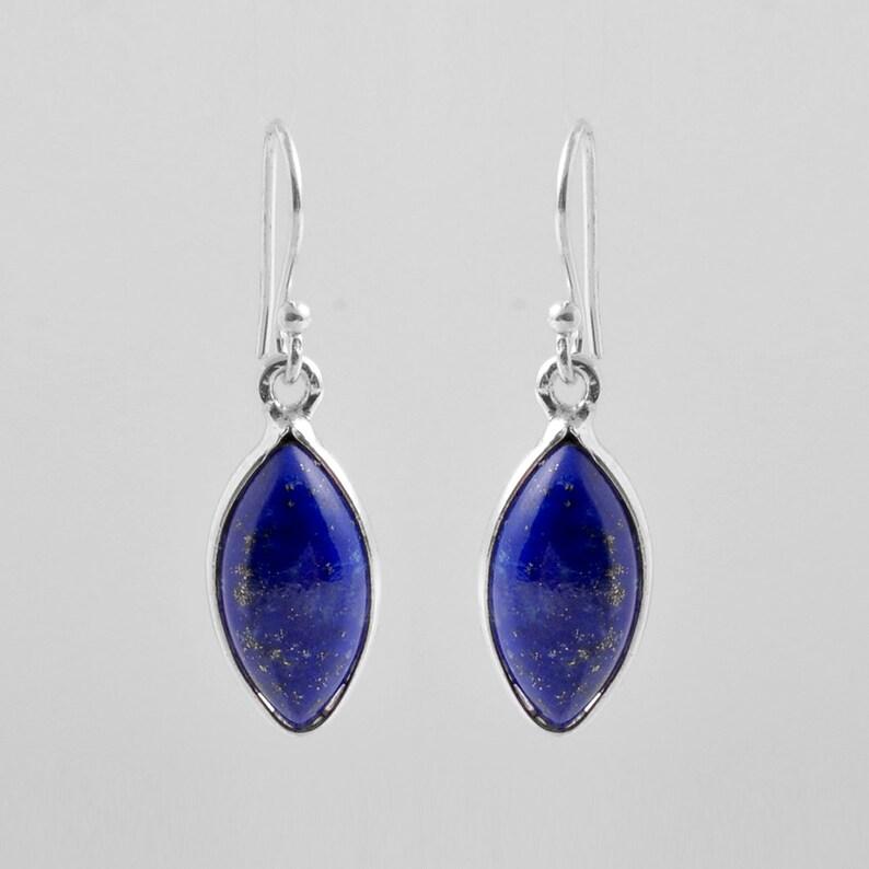 925 Sterling Silver, Lapis Lazuli Earring, Handmade Earring, Mom Gift, Dangle Earring, Birthday Jewelry, Anniversary Gift