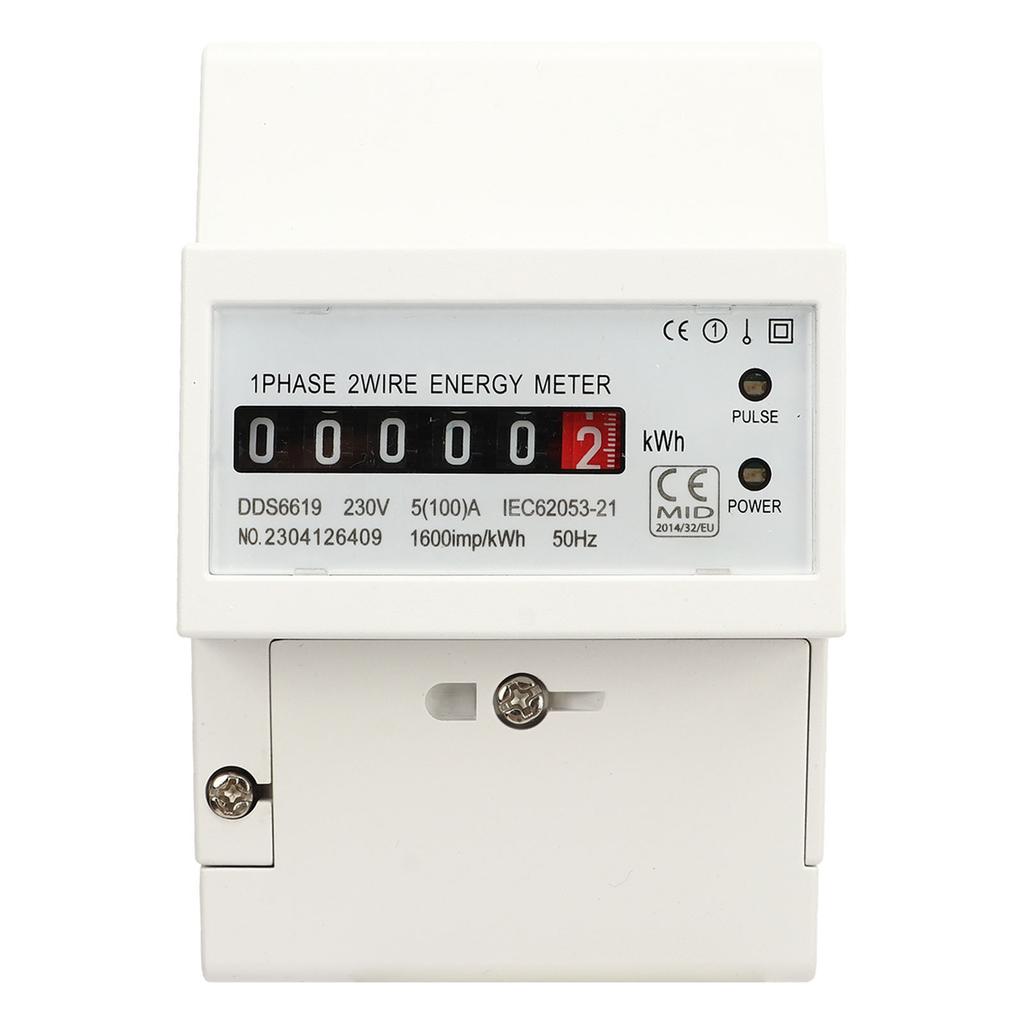 Счетчик электроэнергии однофазный DIN-рейка Ваттметр потребления энергии Измеритель энергии Монитор использования электроэнергии 230В 5(100)К
