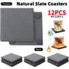 4-12 шт многоразовые подставки из натурального камня каменные подставки многоразовые противоскользящие подставки для напитков экологически чистые сланцевые подставки для напитков