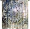 Mystic Mandala Curta For Home Decor, Vintage Abstract Magic Art Golden Blue Pattern Window Treatments, Rod Pocket Thermal