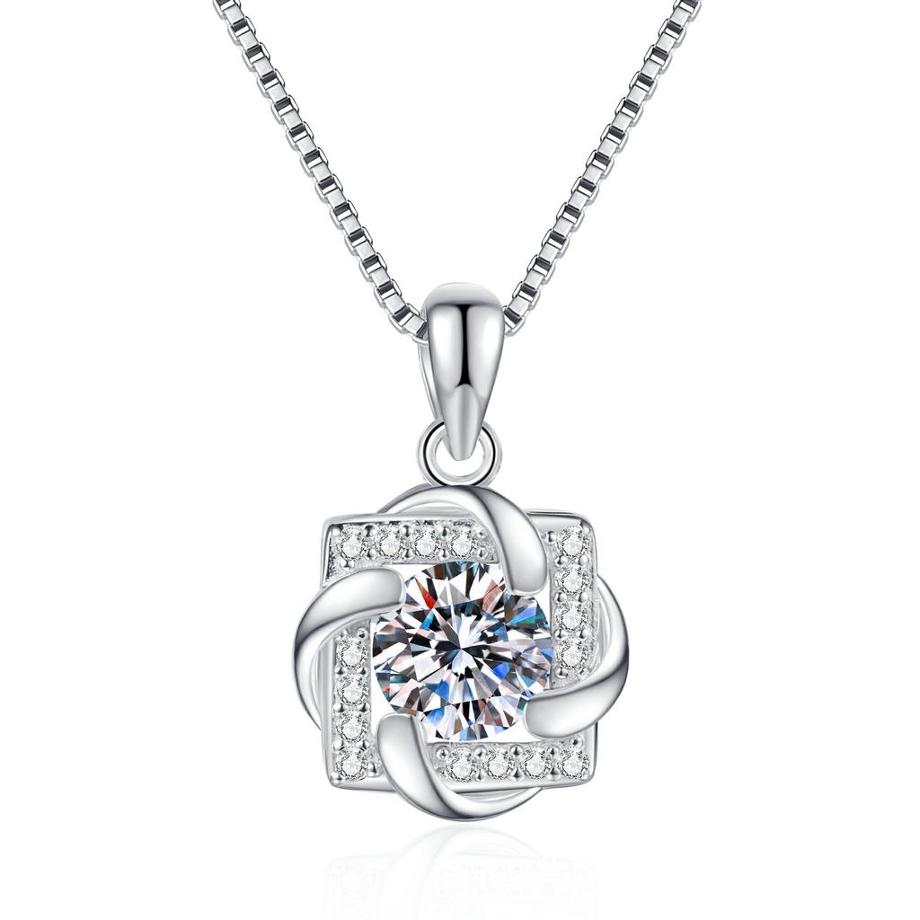 Real Platinum Carat Moissanite Pendant Necklace Rotating Windmill Original Design Color Moissanite Necklace