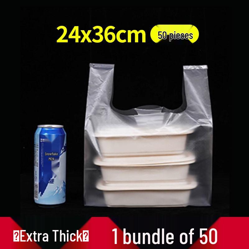 Прозрачный белый пластиковый пакет-майка для упаковки продуктов и фруктов - Одноразовый и удобный для использования на вынос и в супермаркете