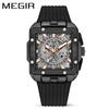 Fashion Top Brand Megir 2228 Men Luxury Sport Quartz Silicone Square Dial Watches Luminous Chronograph Male 24-hour Reloj Hombre