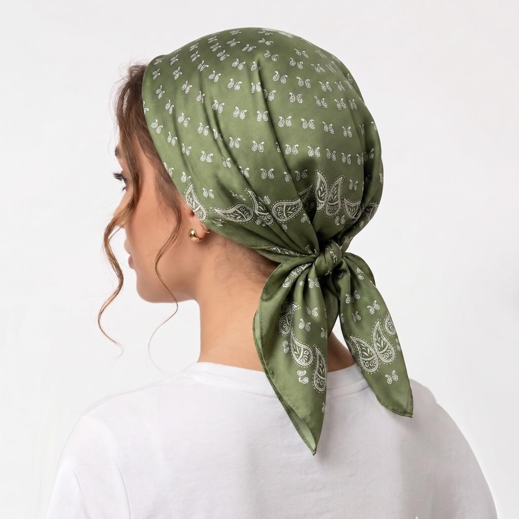 Square Scarf Female Hijab Headscarf Bandana Handkerchief Silk Scarves Woman Luxury Windproof Turban Headband Retro Bohemian