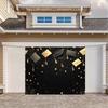 1 graduation background banner with black cap, suitable for graduation parties, with multiple sizes to choose from