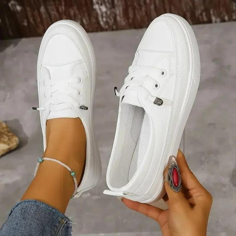 Fashion Women's Shoes Light Pu Leather Casual Shoes Shallow Mouth Single Shoes Women's Sneakers Platform Vulcanized Shoe Walking Flats