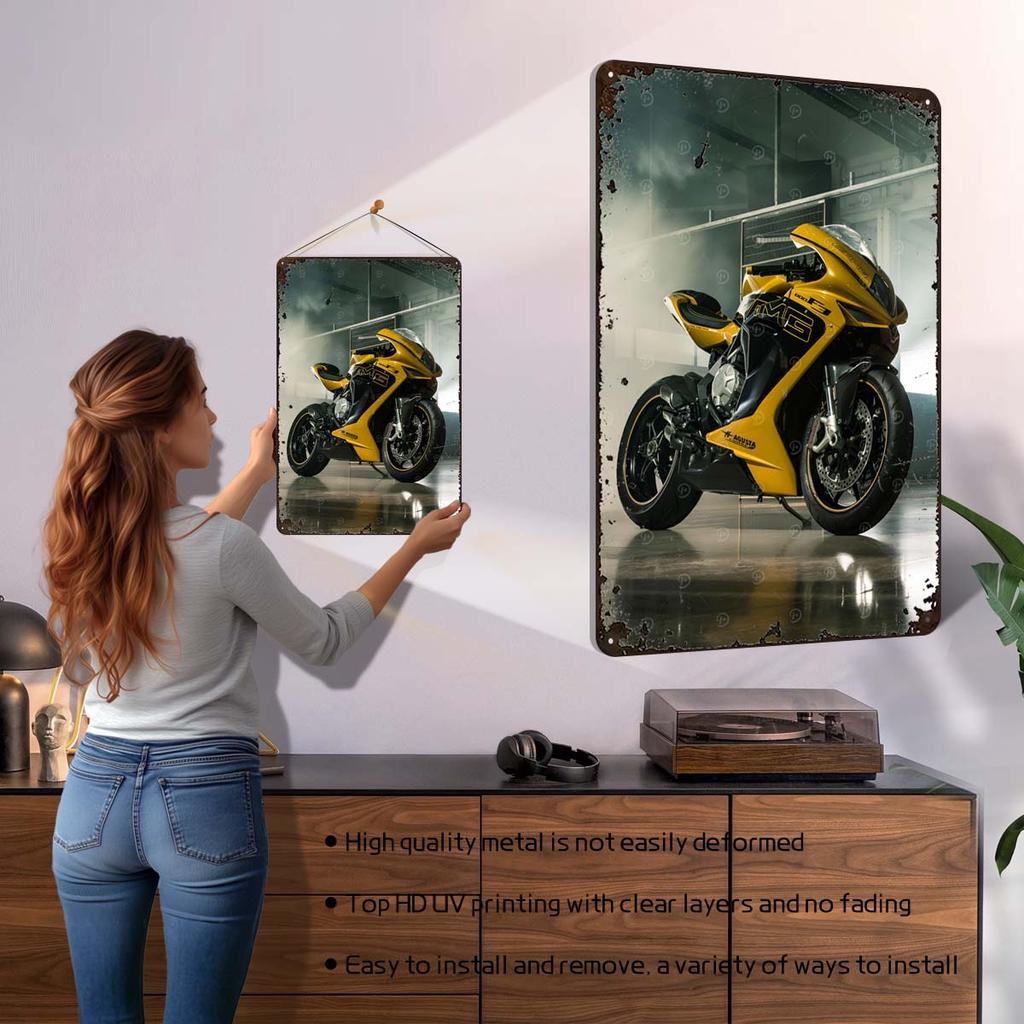 Жестяная табличка MV Agusta Постер с мотоциклом Декор спальни Декор комнаты Мужские Индивидуальные металлические таблички для гаража Настенное искусство Декор