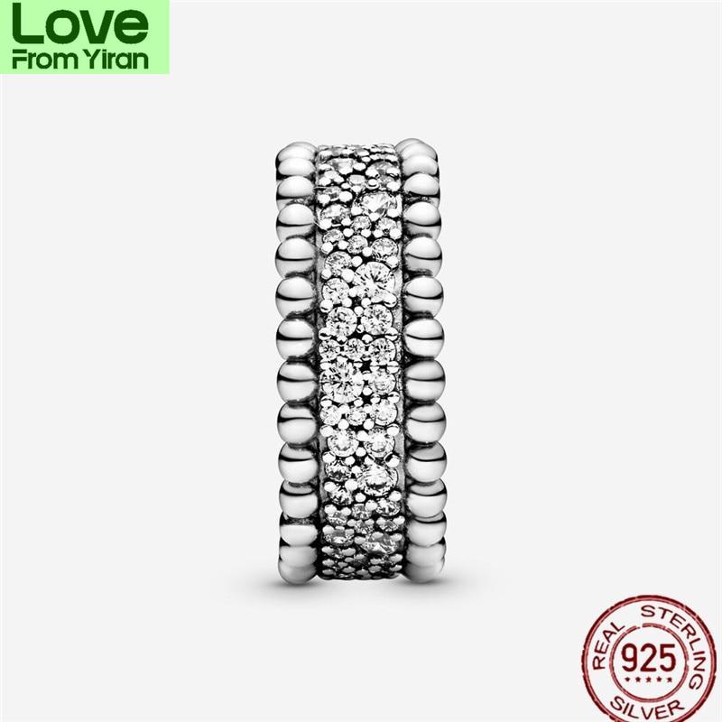 Новое 925 стерлингового серебра бисерное кольцо Pave Band для женщин 925 серебряные кольца бренд свадебные украшения подарок