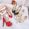 Fashion New Women Summer Thin High Heels Embroidered Peep Toe Gladiator Pumps Office Sandals Party Shoesh65