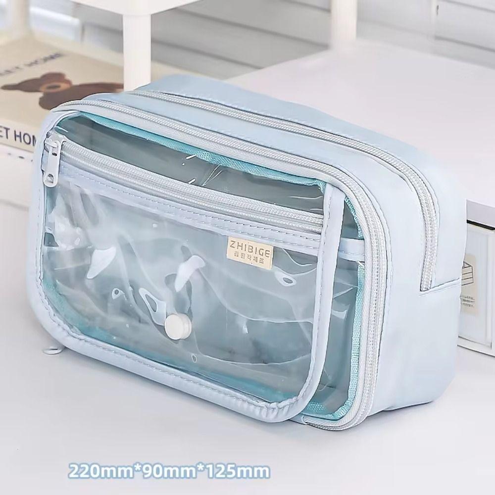 Multi-layer Transparent Pen Bag Large Capacity Stationery Box Transparent Pencil case Students