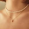 Charmy 16k Gold Plated Peach Moonstone-necklace