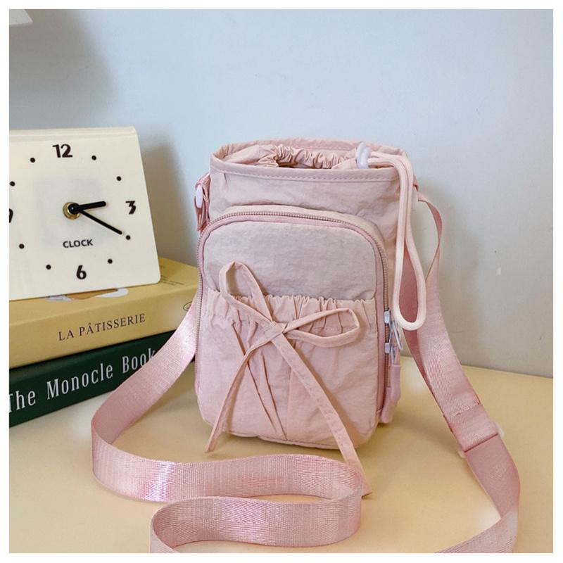Outdoor Women's Small Bowknot Crossbody Bag Knot Mobile Phone Pouch Single oulder Bag Commuting Thermal Water Bottle Bag