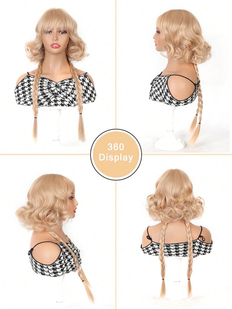 Синтетический парик с длинными волнистыми локонами и челкой, подходит для девочек, играющих в ролевые игры, и для использования в праздники.