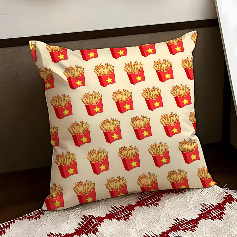 Golden French fries Cushion Cover Reversible Soft Durable Pillow Cover Home Car MultiScene Use for Daily Comfort