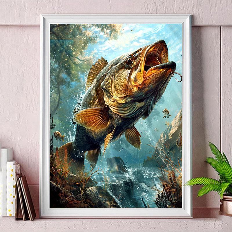 5d DIY Алмазная картина вышивка крестом Рыбалка Алмазная вышивка Мозаика Полный Круглый Дрель Домашний Декор