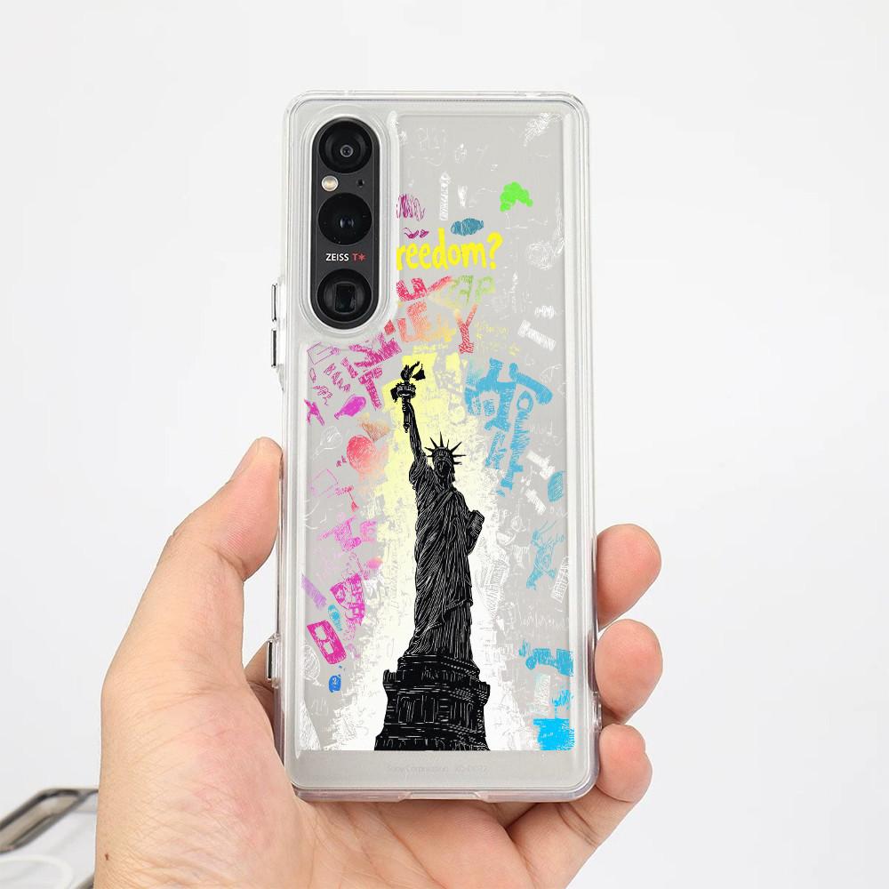 For Sony Xperia 1 V VI VII VIII Xperia 5 V Xperia 10 V VI VII "Graffiti Freedom" Hard Clear Phone Case / Shockproof Sony Cover